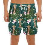 Tropical Giraffe Pattern Print Men's Split Running Shorts