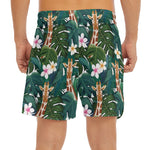 Tropical Giraffe Pattern Print Men's Split Running Shorts