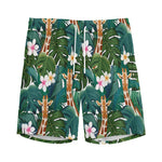 Tropical Giraffe Pattern Print Men's Sports Shorts