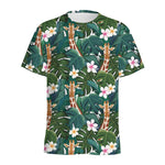 Tropical Giraffe Pattern Print Men's Sports T-Shirt