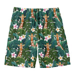 Tropical Giraffe Pattern Print Men's Swim Trunks