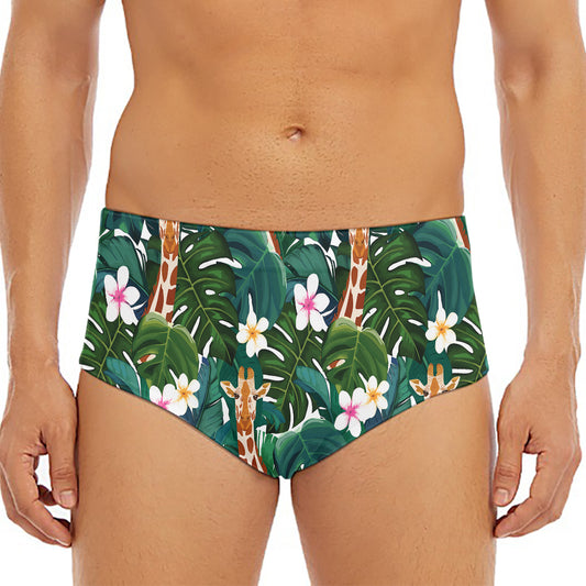 Tropical Giraffe Pattern Print Men's Triangle Swim Briefs
