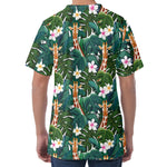 Tropical Giraffe Pattern Print Men's Velvet T-Shirt