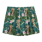 Tropical Giraffe Pattern Print Mesh Shorts