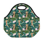 Tropical Giraffe Pattern Print Neoprene Lunch Bag