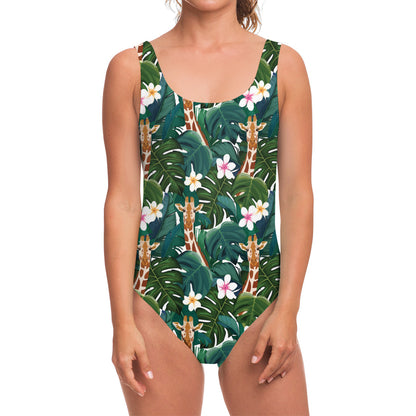 Tropical Giraffe Pattern Print One Piece Swimsuit