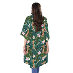 Tropical Giraffe Pattern Print Open Front Beach Cover Up