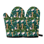 Tropical Giraffe Pattern Print Oven Mitts
