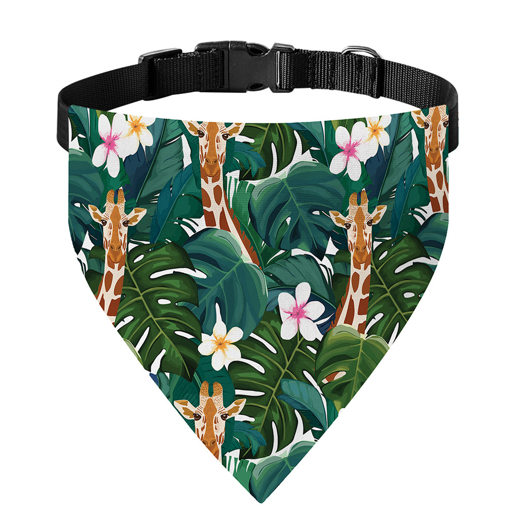 Tropical Giraffe Pattern Print Over The Collar Dog Bandana