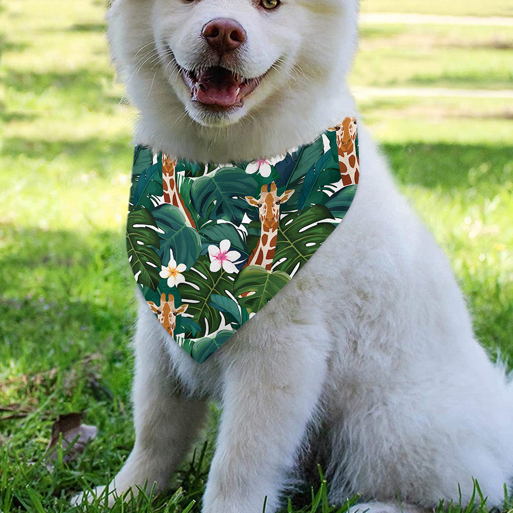 Tropical Giraffe Pattern Print Over The Collar Dog Bandana