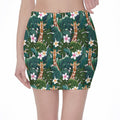 Tropical Giraffe Pattern Print Pencil Mini Skirt
