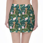 Tropical Giraffe Pattern Print Pencil Mini Skirt
