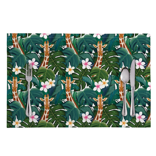 Tropical Giraffe Pattern Print Placemat