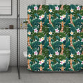 Tropical Giraffe Pattern Print Polyester Shower Curtain