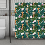 Tropical Giraffe Pattern Print Polyester Shower Curtain