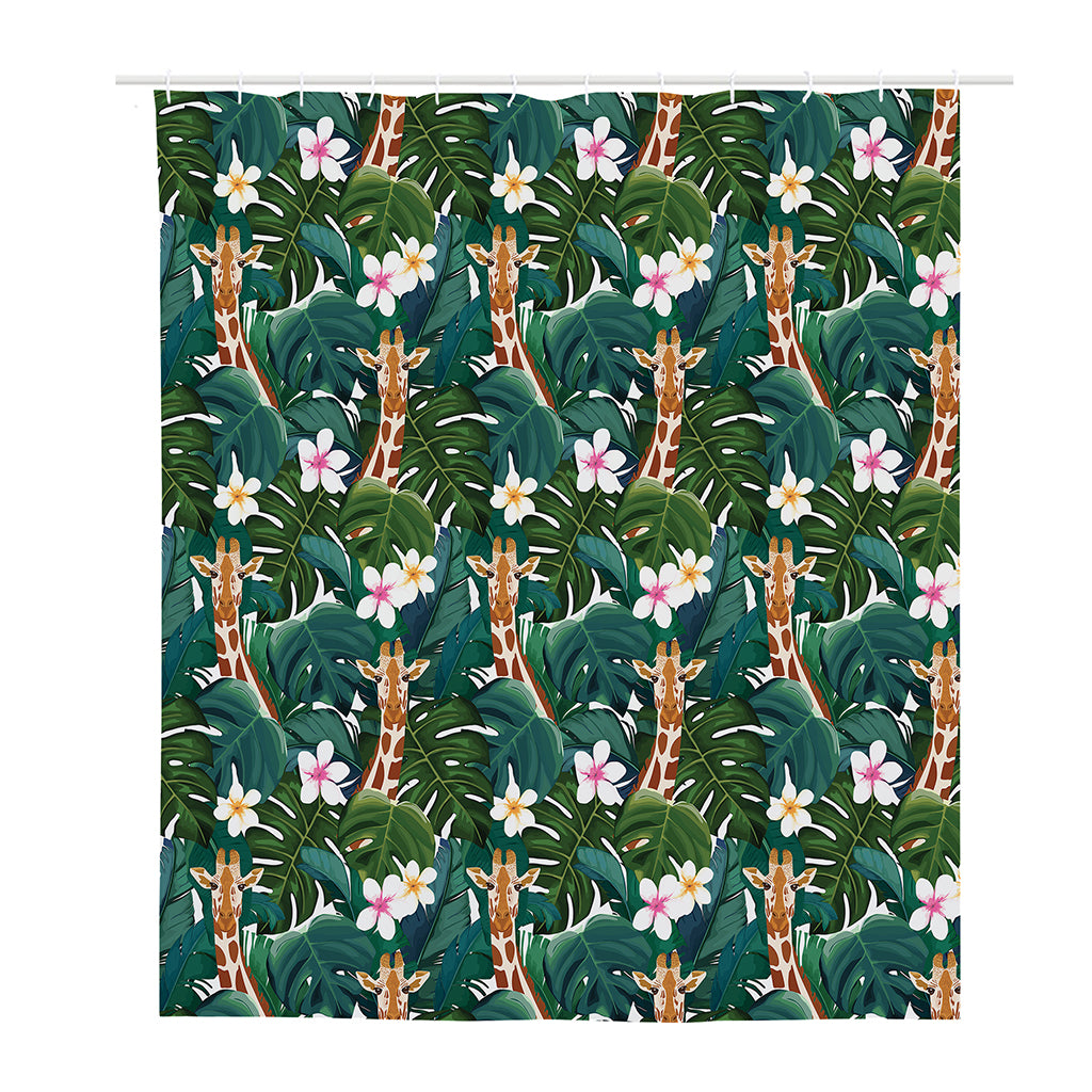 Tropical Giraffe Pattern Print Polyester Shower Curtain