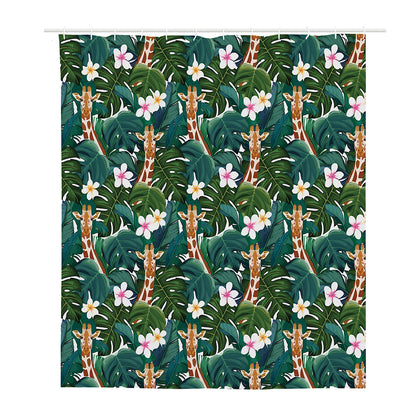 Tropical Giraffe Pattern Print Polyester Shower Curtain