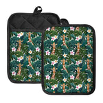 Tropical Giraffe Pattern Print Pot Holders With Pocket