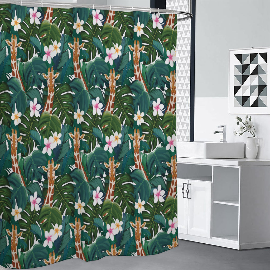 Tropical Giraffe Pattern Print Premium Shower Curtain