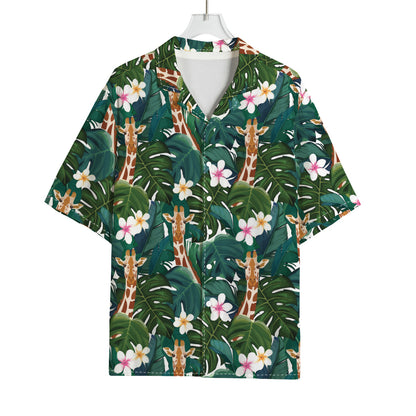 Tropical Giraffe Pattern Print Rayon Hawaiian Shirt