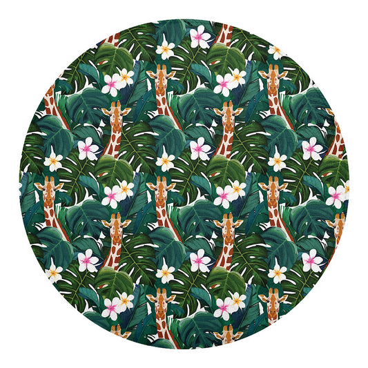 Tropical Giraffe Pattern Print Round Blanket