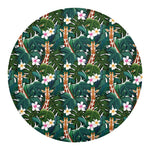 Tropical Giraffe Pattern Print Round Blanket