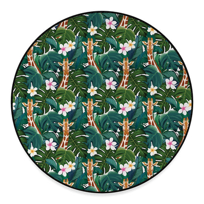 Tropical Giraffe Pattern Print Round Floor Mat
