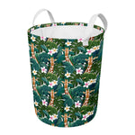 Tropical Giraffe Pattern Print Round Laundry Basket