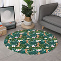 Tropical Giraffe Pattern Print Round Rug