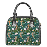Tropical Giraffe Pattern Print Shoulder Handbag