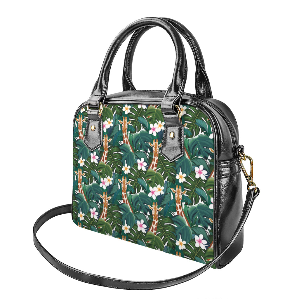 Tropical Giraffe Pattern Print Shoulder Handbag