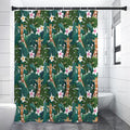 Tropical Giraffe Pattern Print Shower Curtain
