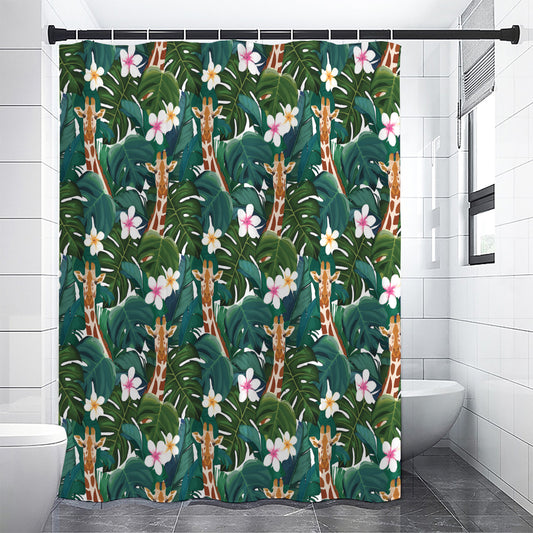 Tropical Giraffe Pattern Print Shower Curtain