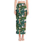 Tropical Giraffe Pattern Print Side Slit Maxi Skirt