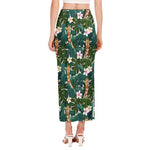 Tropical Giraffe Pattern Print Side Slit Maxi Skirt