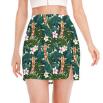 Tropical Giraffe Pattern Print Side Slit Mini Skirt