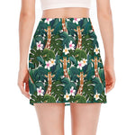 Tropical Giraffe Pattern Print Side Slit Mini Skirt