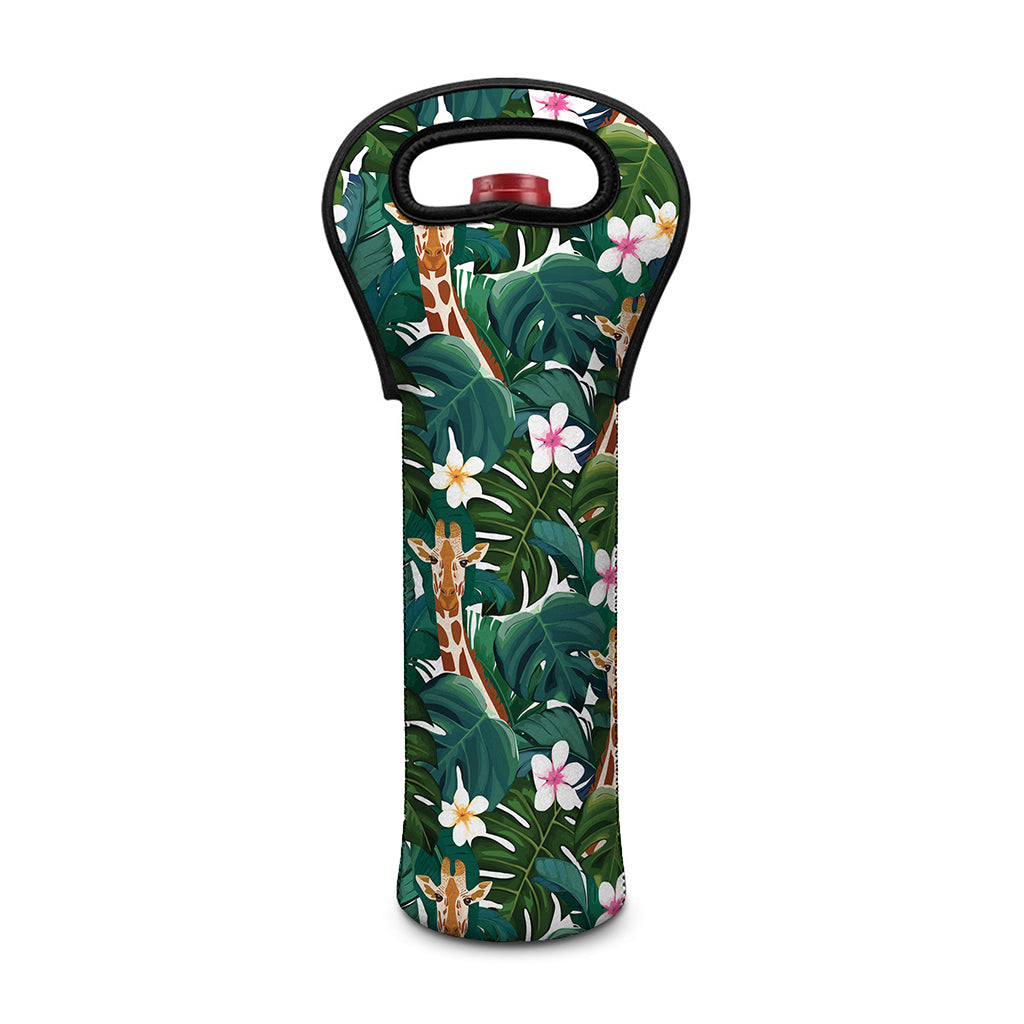 Tropical Giraffe Pattern Print Single Neoprene Wine Tote