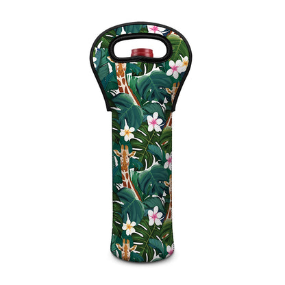 Tropical Giraffe Pattern Print Single Neoprene Wine Tote
