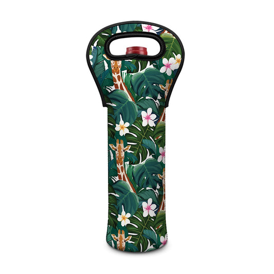 Tropical Giraffe Pattern Print Single Neoprene Wine Tote