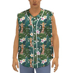 Tropical Giraffe Pattern Print Sleeveless Baseball Jersey