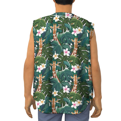 Tropical Giraffe Pattern Print Sleeveless Baseball Jersey