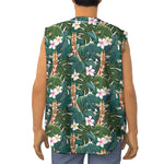 Tropical Giraffe Pattern Print Sleeveless Baseball Jersey