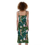 Tropical Giraffe Pattern Print Slim Fit Midi Cami Dress