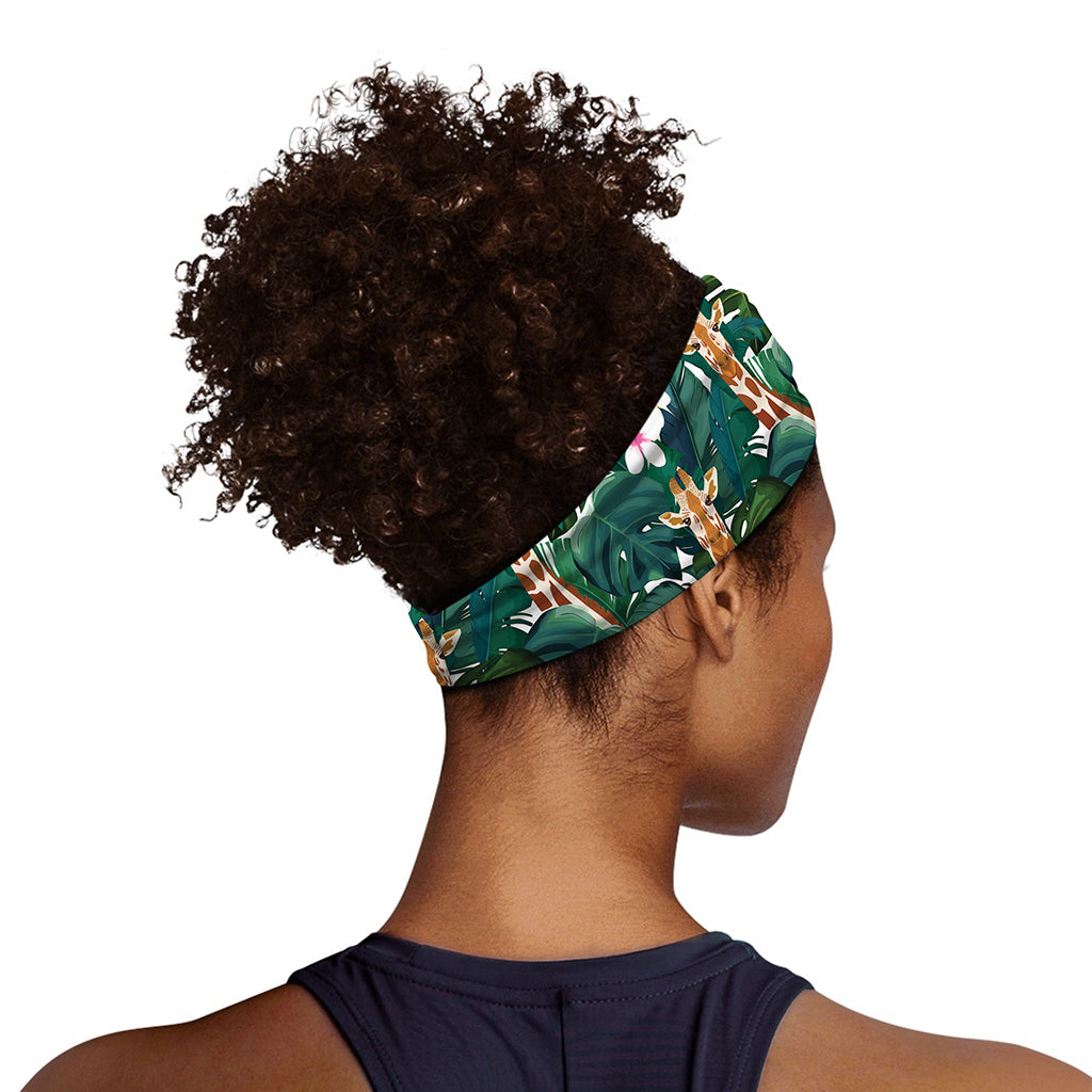 Tropical Giraffe Pattern Print Sports Headband