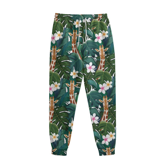 Tropical Giraffe Pattern Print Sweatpants
