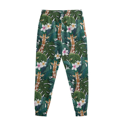 Tropical Giraffe Pattern Print Sweatpants