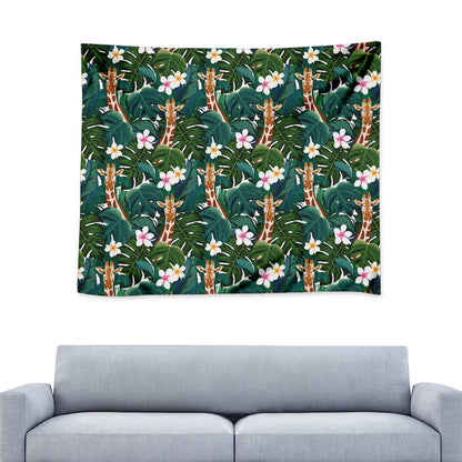 Tropical Giraffe Pattern Print Tapestry