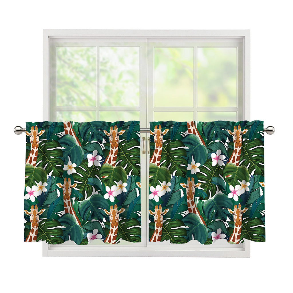 Tropical Giraffe Pattern Print Tier Curtains