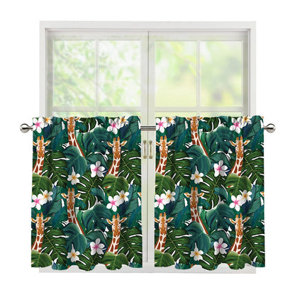 Tropical Giraffe Pattern Print Tier Curtains